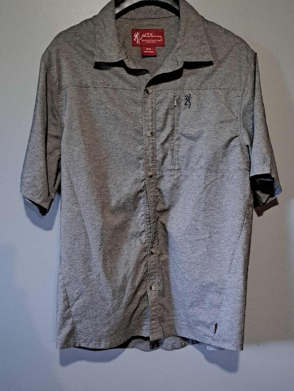Browning Heather Gray Short Sleeve Button-Down Shirt
